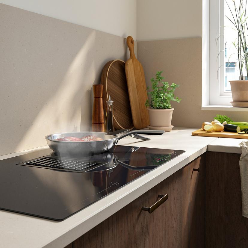 FÖRDELAKTIG — Индукционная варочная панель со встроенной вытяжкой, IKEA 700, черная