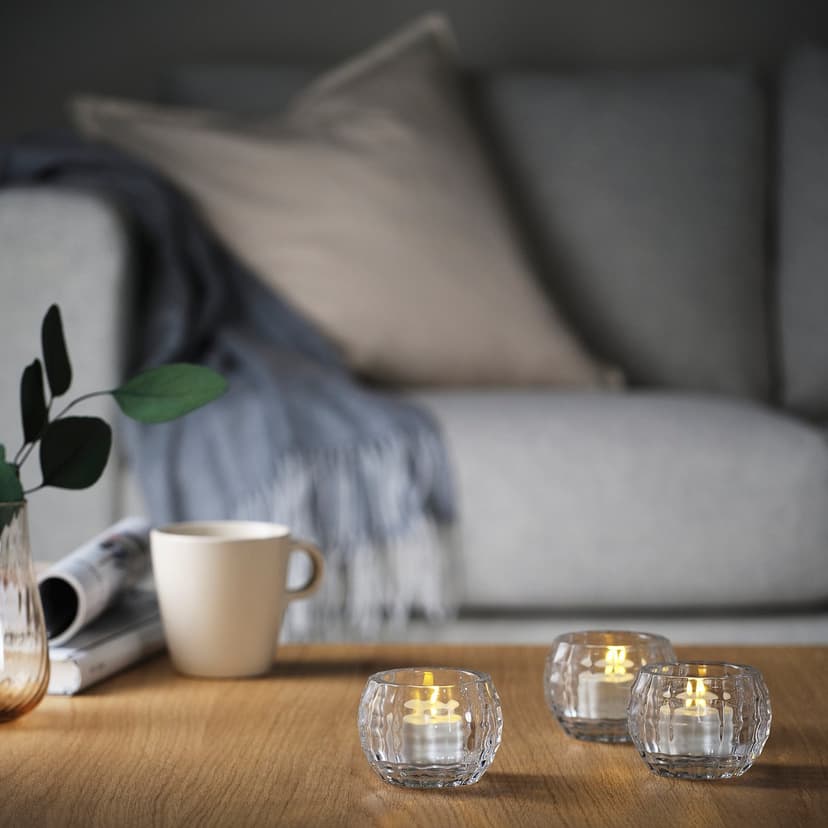 FRÖJDA — подсвечник для греющей свечи, прозрачное стекло, 6 см