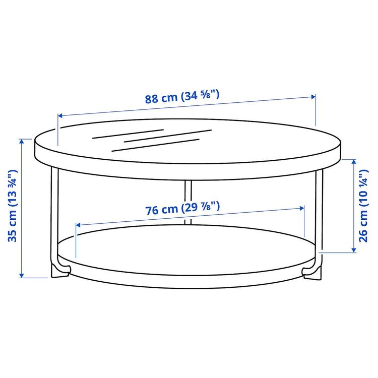 журнальный стол, антрацит под мрамор/черный стекло, 88 см dimensions