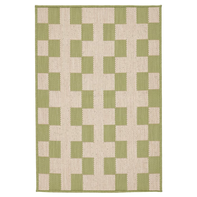 GÅNGSTIG — Кухонный коврик, плоский, тканый, зелено-кремового цвета.