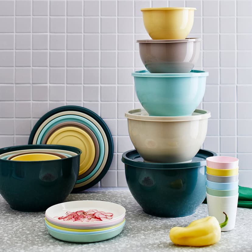 GARNITYREN — миска с крышкой, 5 шт., разные цвета