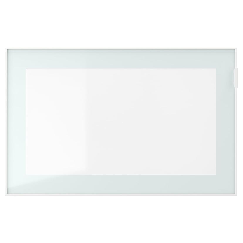 GLASSVIK — стеклянная дверь, белый/светло-зеленый прозрачное стекло, 60x38 см