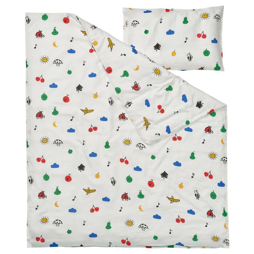 GRÖNFINK — Пододеяльник и 1 наволочка для детской кроватки, разноцветные.