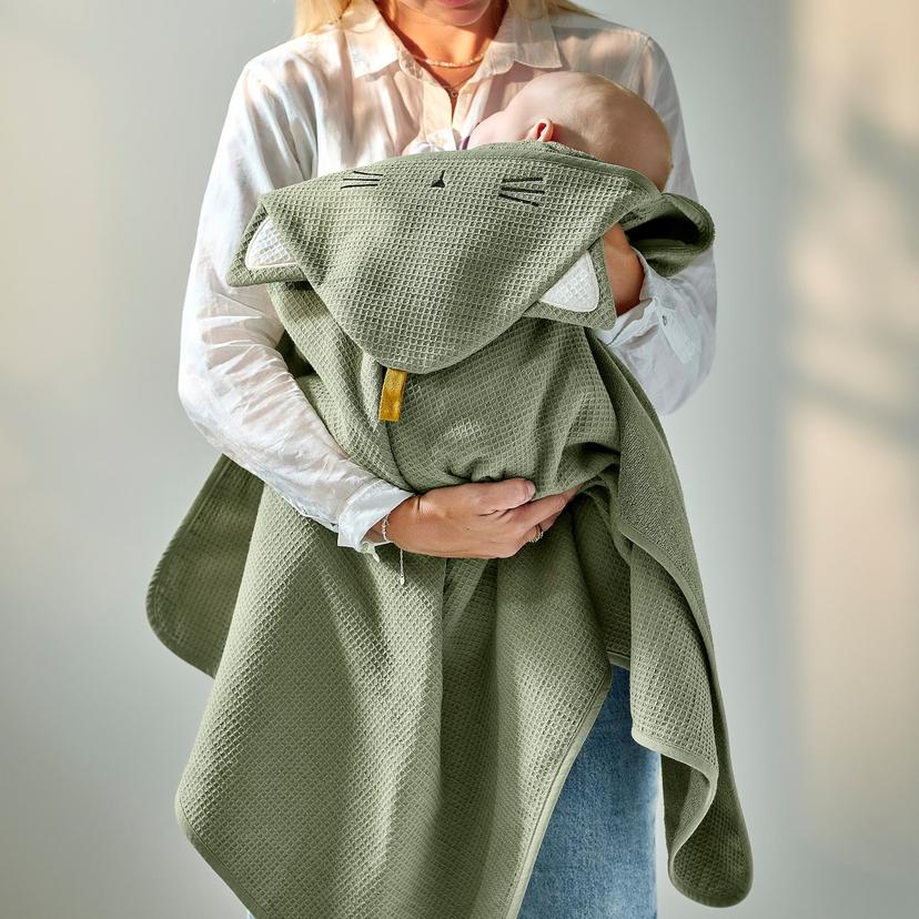 GULDVÄVARE — полотенце с капюшоном, зеленый, 60x125 см