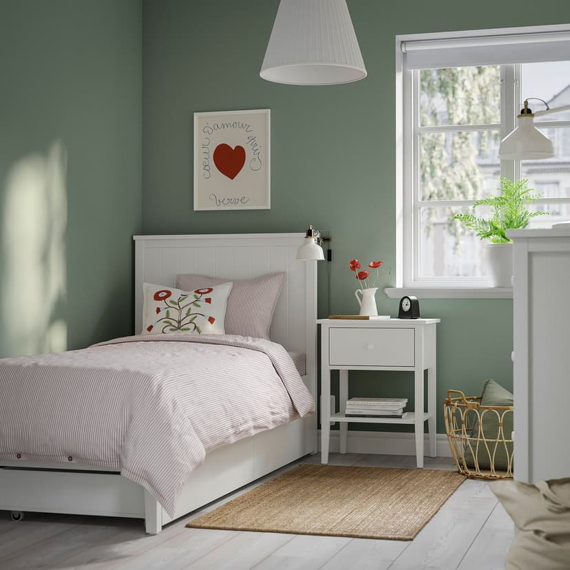 GULLABERG — Rama łóżka z 2 pojemnikami, biały,