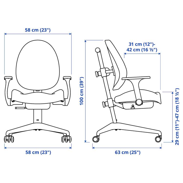 детский стул д/письменного стола, бирюзовый dimensions