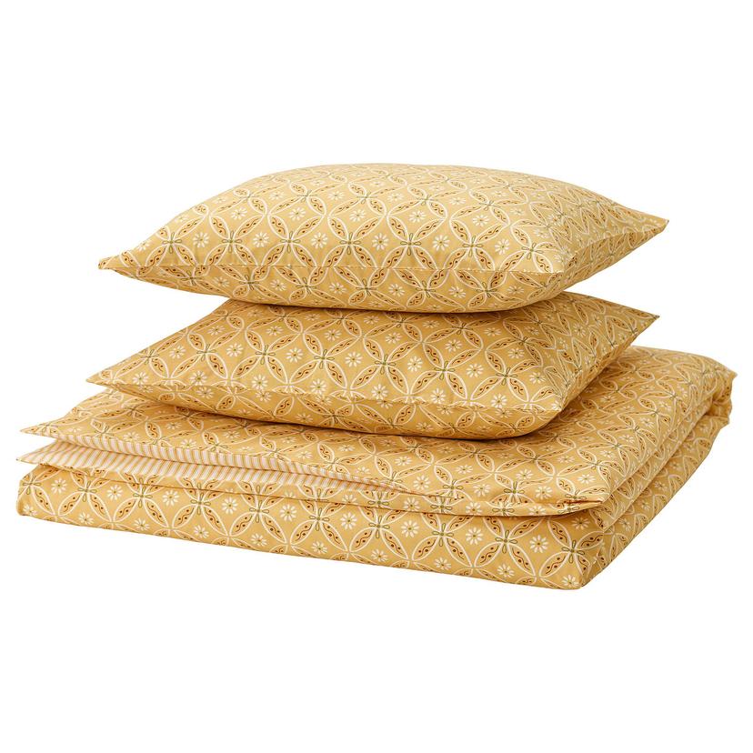 HAMNSENAP — Пододеяльник и 2 наволочки, желто-разноцветные