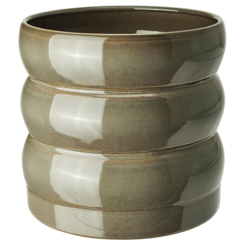 HASSELBUKETT — кашпо, д/дома/улицы/зеленый/коричневый, 15 см