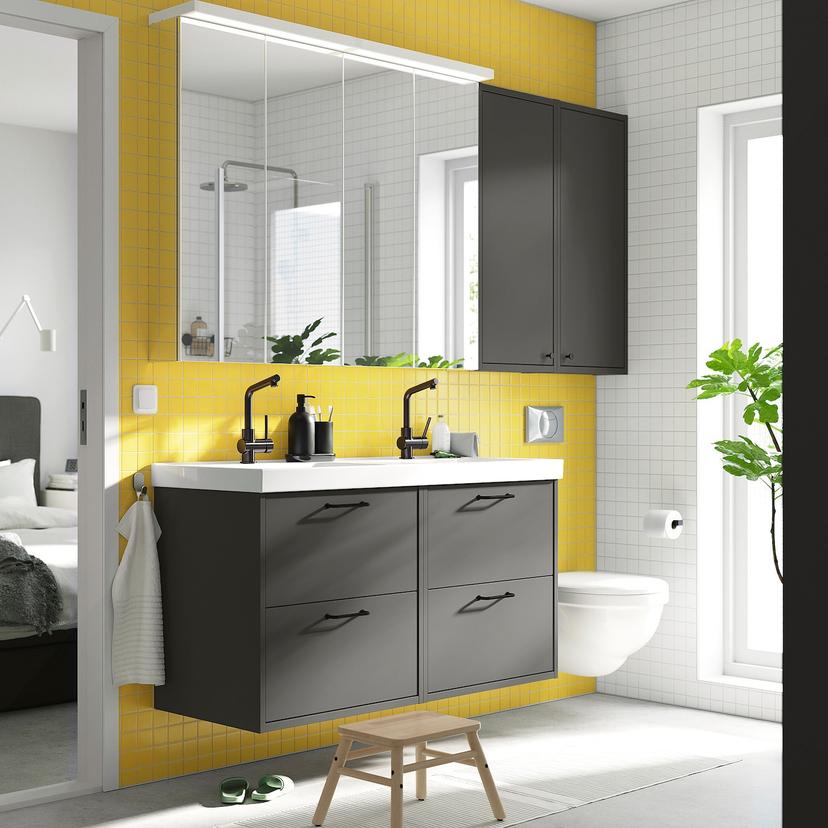 HAVBÄCK — Настенный шкаф с дверцами, темно-серый