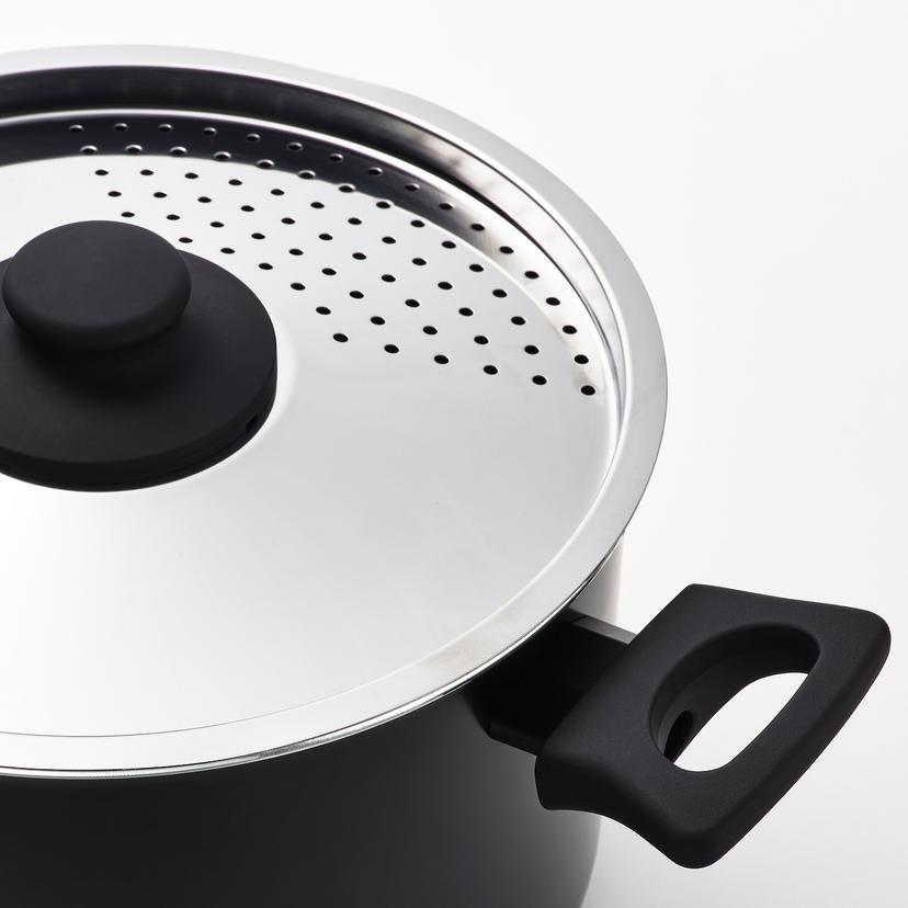 HEMLAGAD — Кастрюля с крышкой, антипригарное покрытие, черная