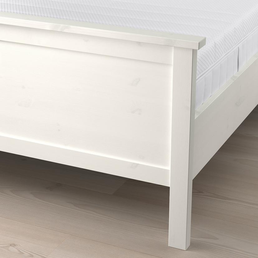 HEMNES — Кровать, белая морилка/Акрехамн средней твердости