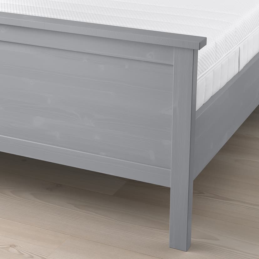 HEMNES — Кровать, серая тонированная/средней жесткости, Акрехамн