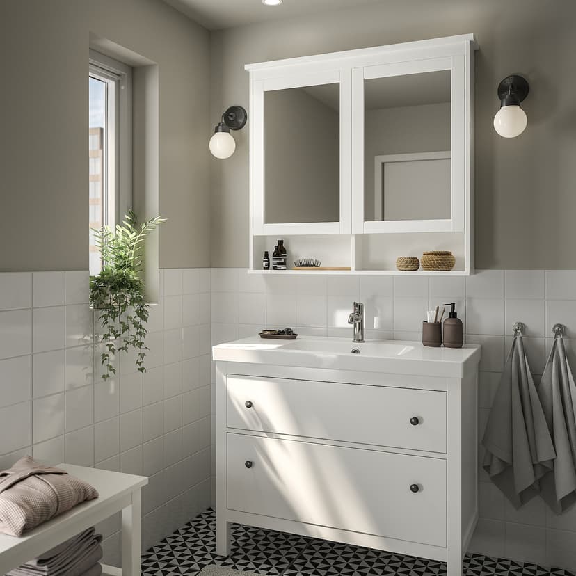 HEMNES / ORRSJÖN — шкаф с ящиками/раковина/смеситель