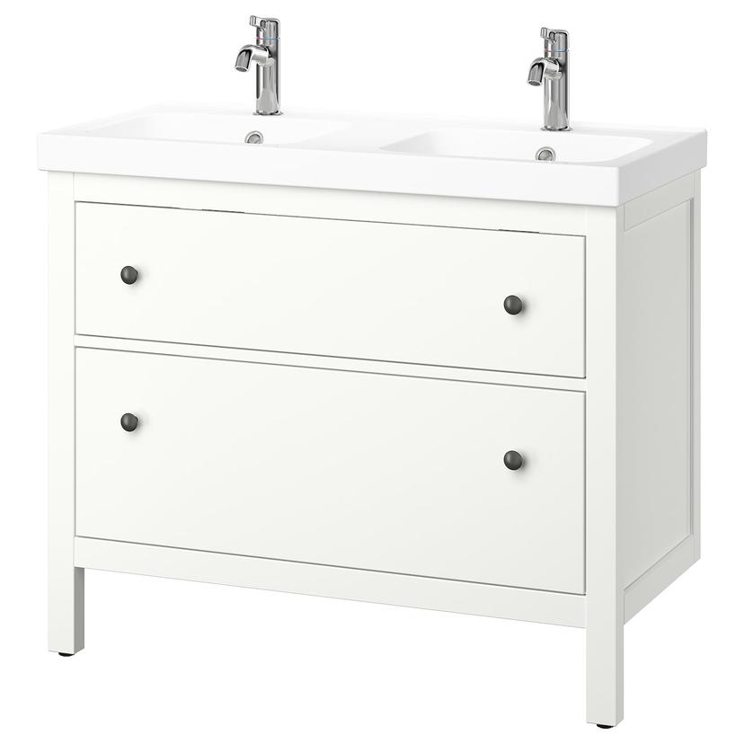 HEMNES / ORRSJÖN — Шкаф с ящиками/раковиной/смесителем, 102x49x89 см