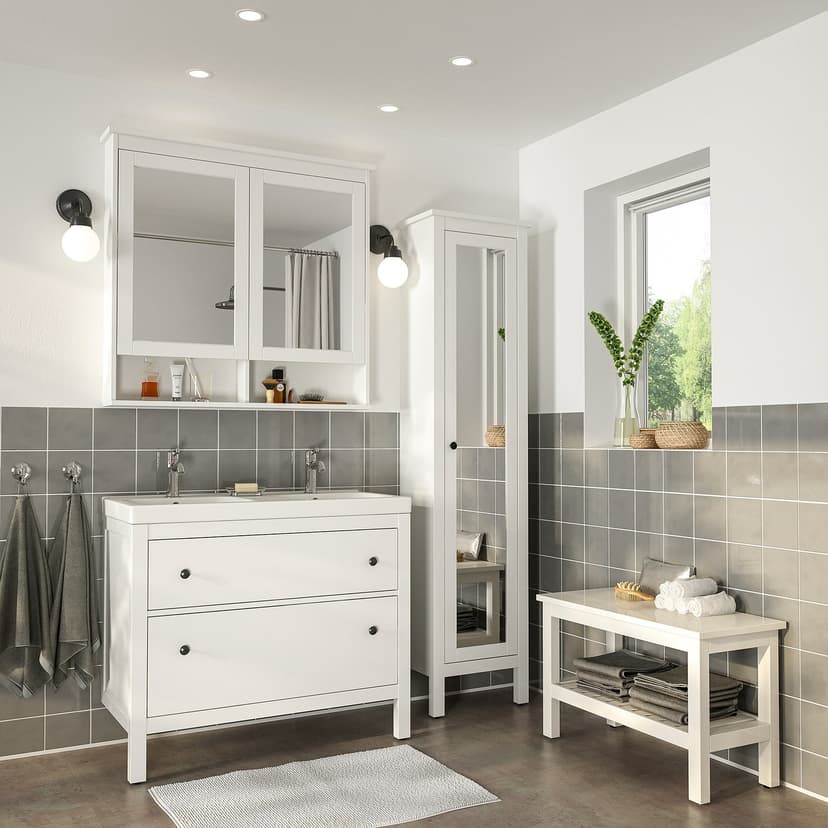 HEMNES / ORRSJÖN — Umywalka i szafka z szufladami,