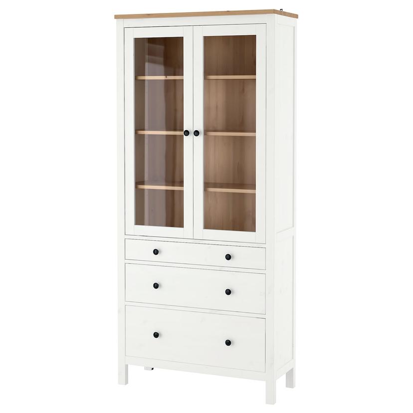 HEMNES — шкаф-витрина с 3 ящиками, 90x197 см