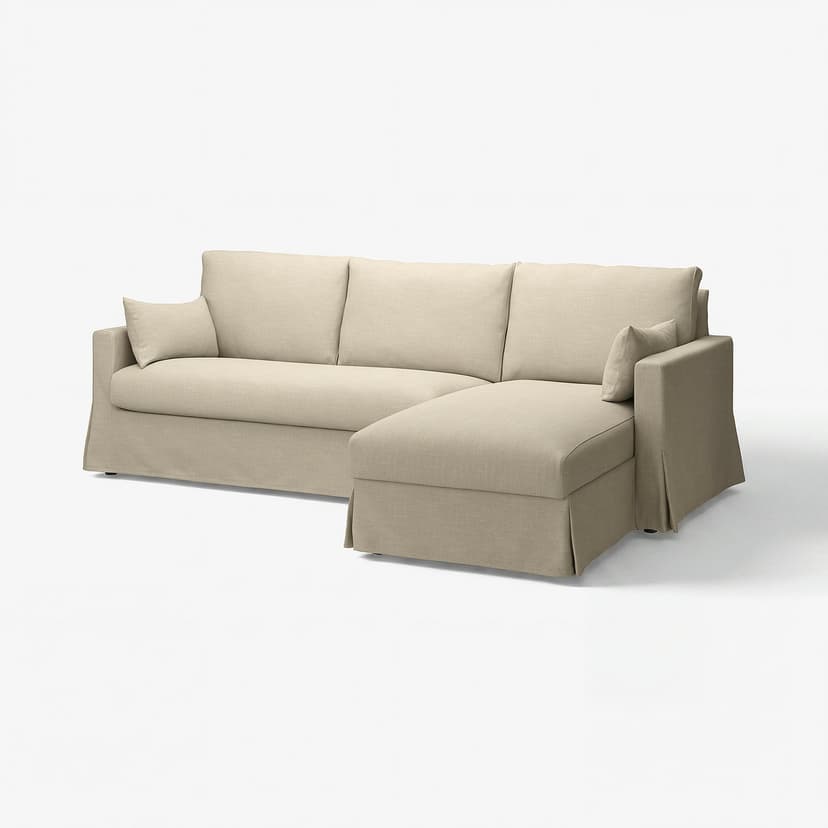 HYLTARP — Pokrycie sofa 3o z szezl, prawe, Hemmesta jasnobeżowy,