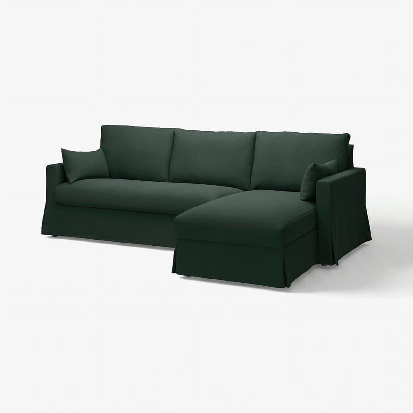 HYLTARP — Sofa 3o z szezlongiem, prawy, Tallmyra ciemnozielony,