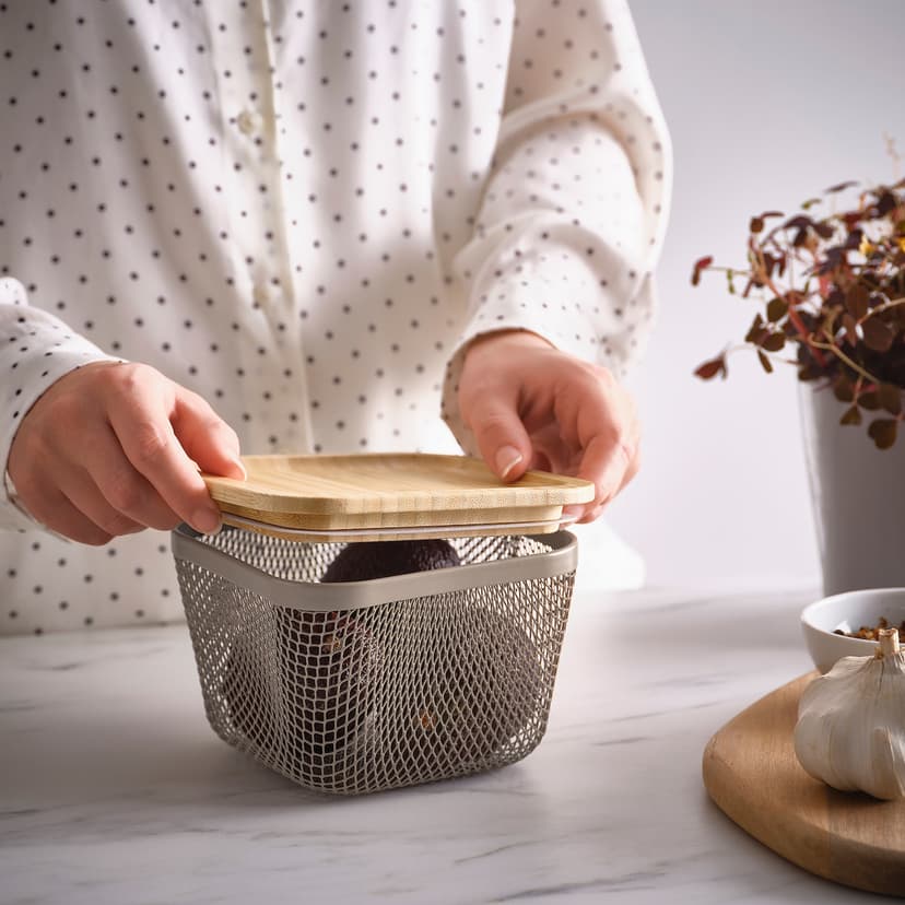 IKEA 365+ — корзина для хранения продуктов, металлический/серо-коричневый светлый, 14x14x10 см