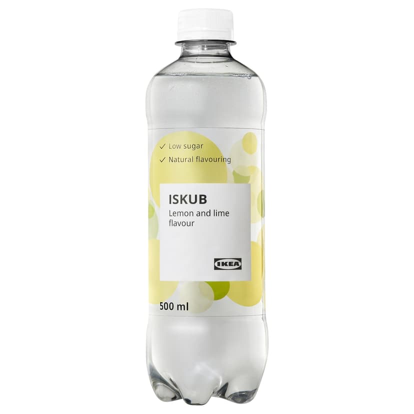 ISKUB — Газированный безалкогольный напиток со вкусом лимона/лайма, с сахаром и подсластителями.
