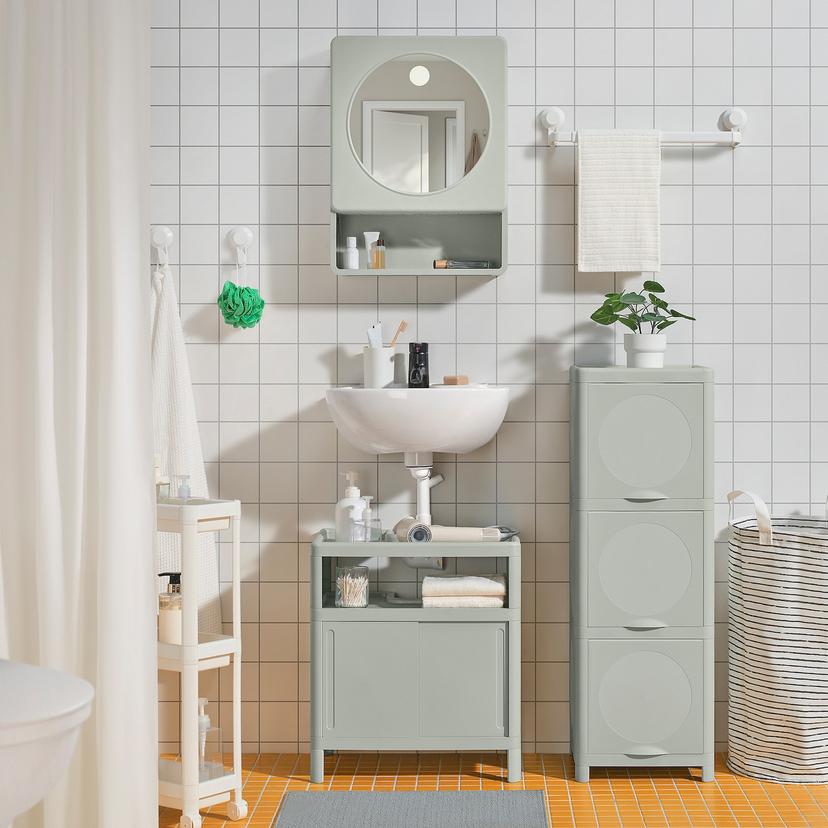 IVÖSJÖN — шкаф под раковину, с раздвижными дверями/зеленый, 50x33x57 см