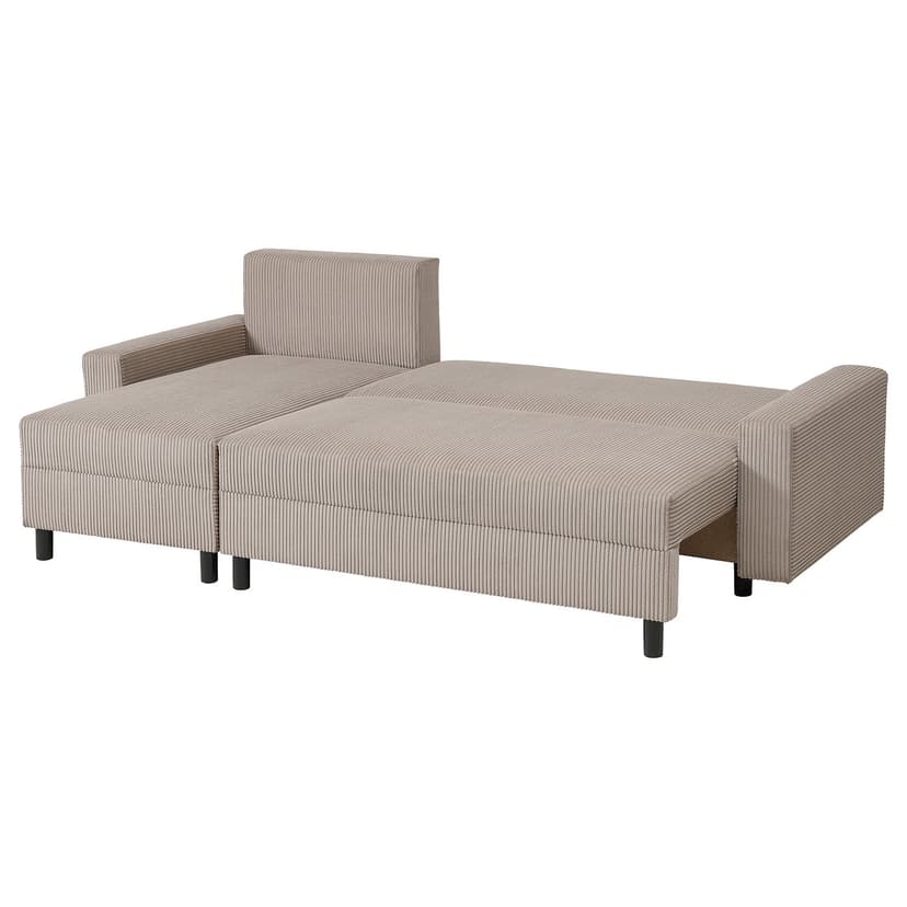 JÄRINGSHOLM — 3-os sofa rozkładana z szezlongiem, beżowy,