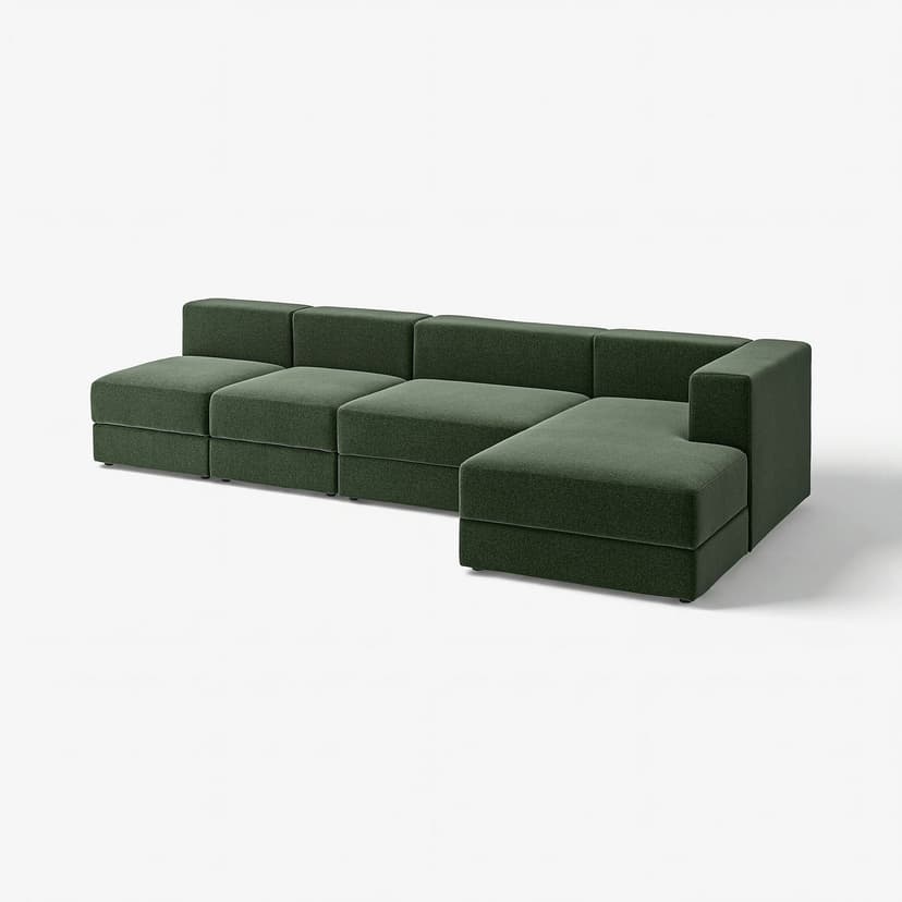 JÄTTEBO — 4,5-os sofa modułowa z szezlongiem, prawy/Johanneshov ciemnozielony,