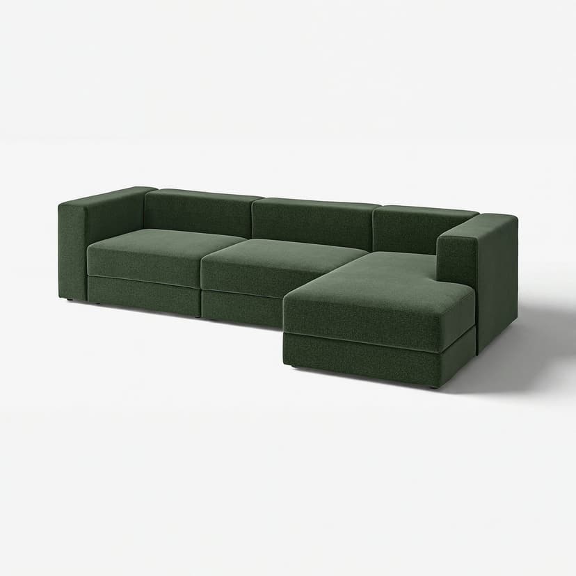 JÄTTEBO — 4-osob sofa modułowa z szezlongiem, prawy/Johanneshov ciemnozielony,
