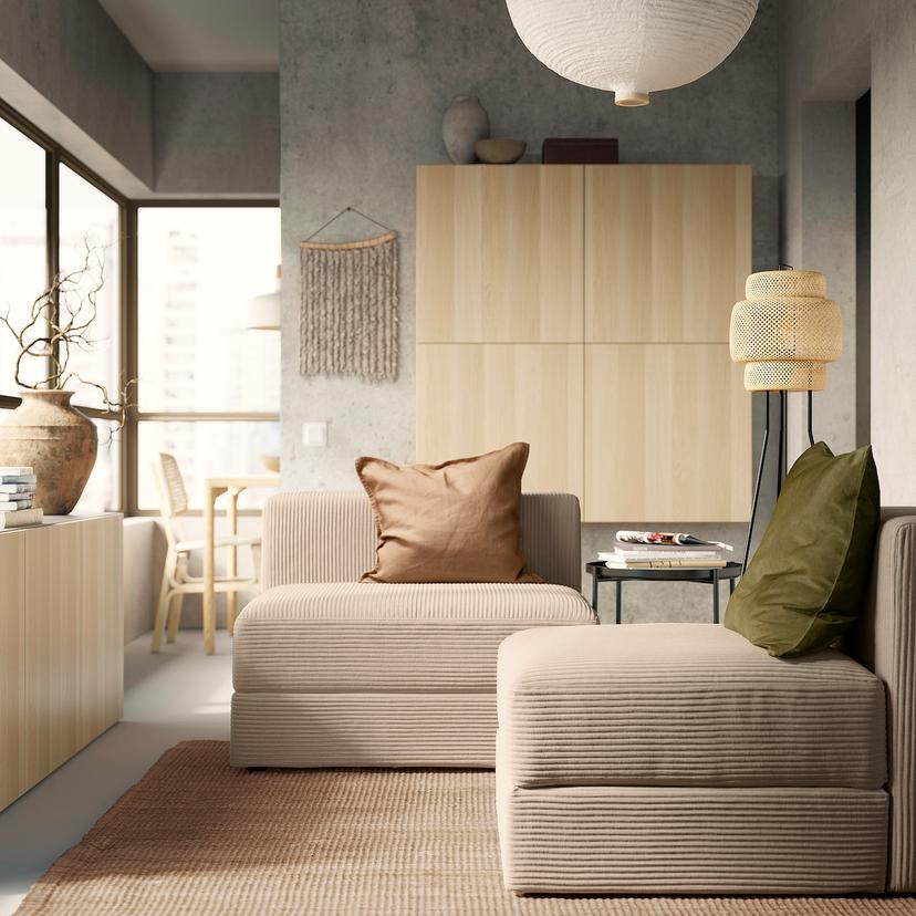 JÄTTEBO — 1,5-местный модуль с одт д/хранения, самласа серо-бежевый