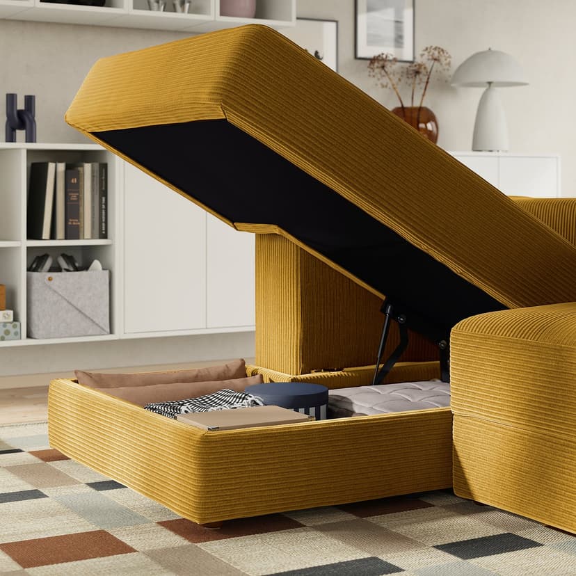 JÄTTEBO — Moduł sofy 2,5-os z szezlongiem, lewy/Samsala żółtobrązowy,