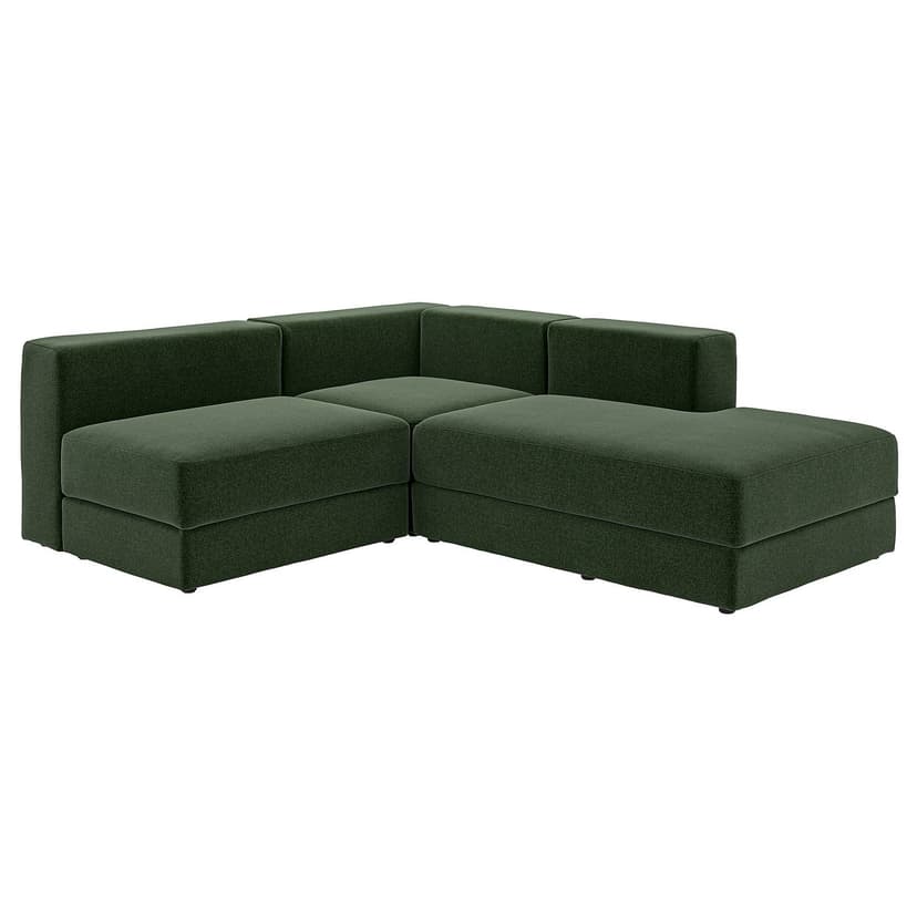 JÄTTEBO — Modułowa sofa naroż 2,5 os z szezl, prawy/Johanneshov ciemnozielony,