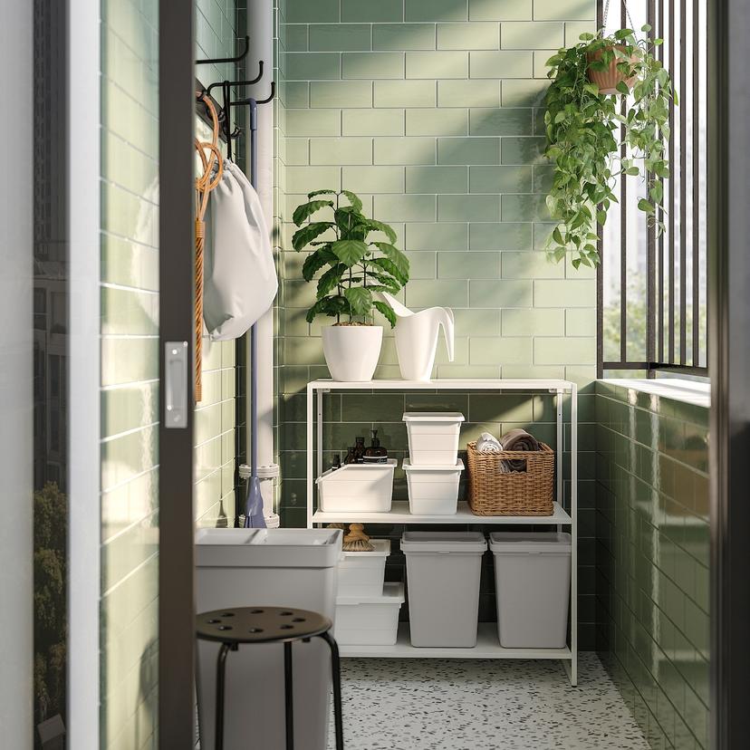 JOSTEIN — стеллаж, д/дома/улицы/металлический белый, 81x40x90 см