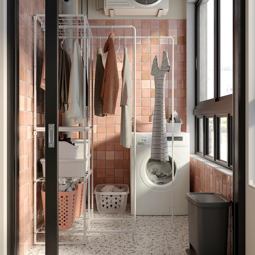 JOSTEIN — стеллаж с сушилкой, д/дома/улицы/проволочный белый, 82x53/117x180 см