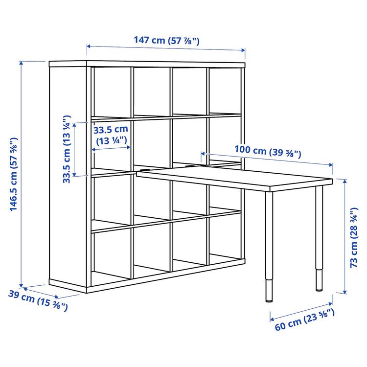 стол, комбинация, белый/под беленый дуб, 147x139x147 см dimensions