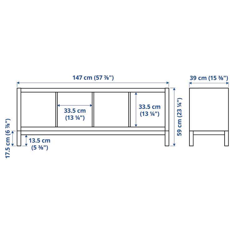 стеллаж с основанием, черно-коричневый/белый, 147x59 см dimensions
