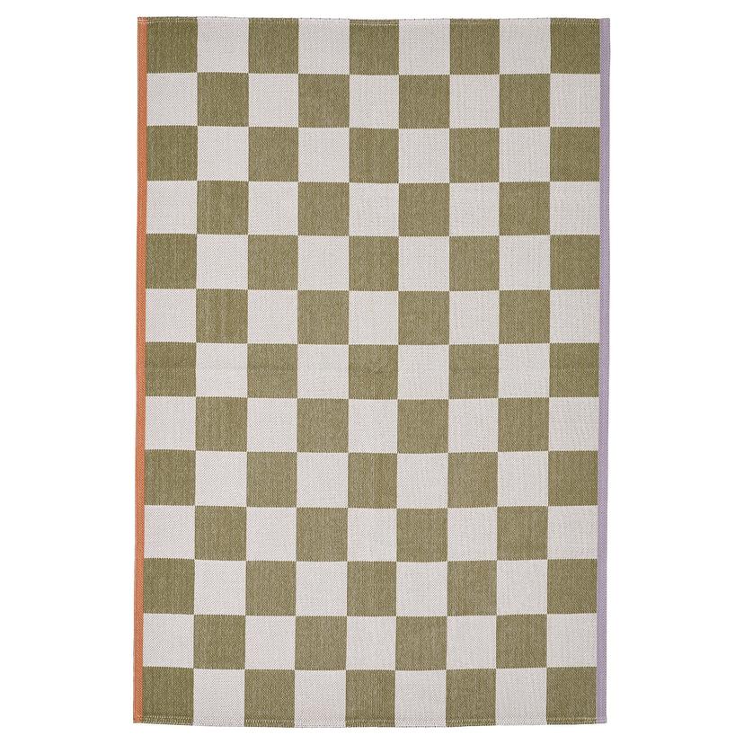 KLASSRUM — ковер, безворсовый, белый/зеленый, 133x195 см