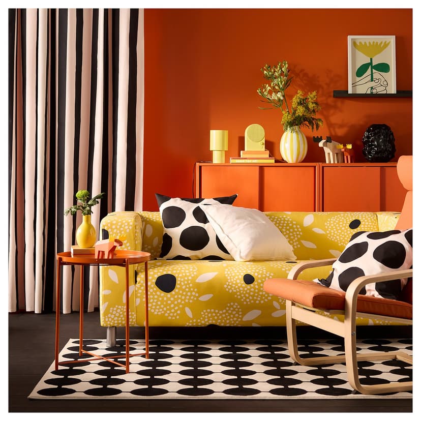 KLIPPAN — 2-местный диван, тингеторп желтый/белый/цветочный орнамент