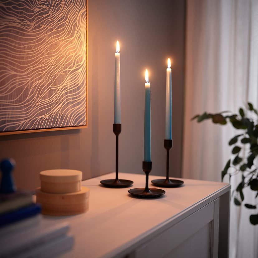 KLOKHET — неароматическая свеча, бледно-голубой, 25 см