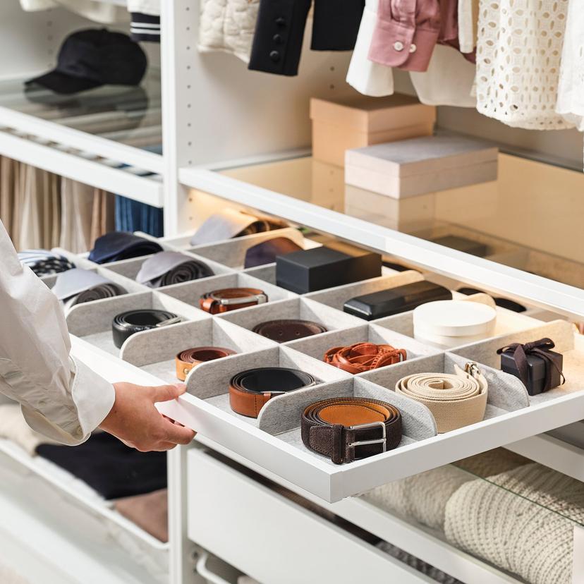 KOMPLEMENT — Выдвижная полка с разделителем, белая/светло-серая