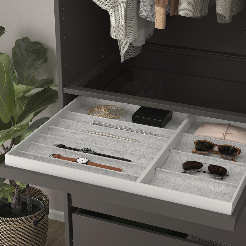 KOMPLEMENT — Выдвижная полка со вставкой, темно-серый/светло-серый