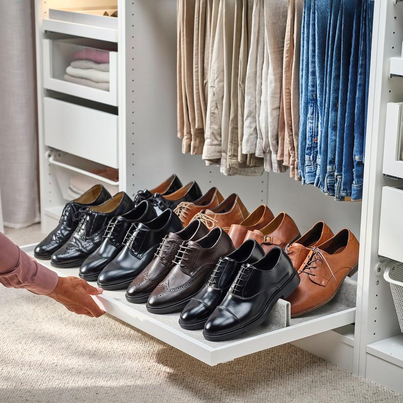 KOMPLEMENT — Выдвижной лоток для обуви со вставкой, белый/светло-серый