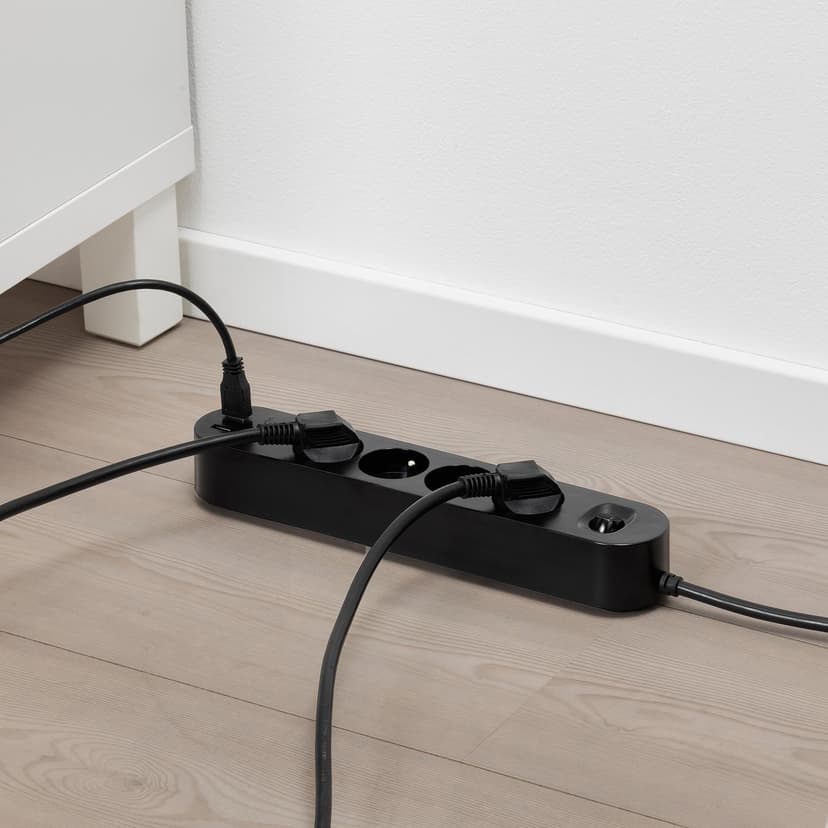 KOPPLA — Удлинительный кабель USB на 4 порта/2 разъема, черный.