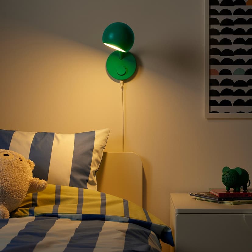 KORVSNÖRE — Lampa ścienna LED, można przyciemniać/zielony,