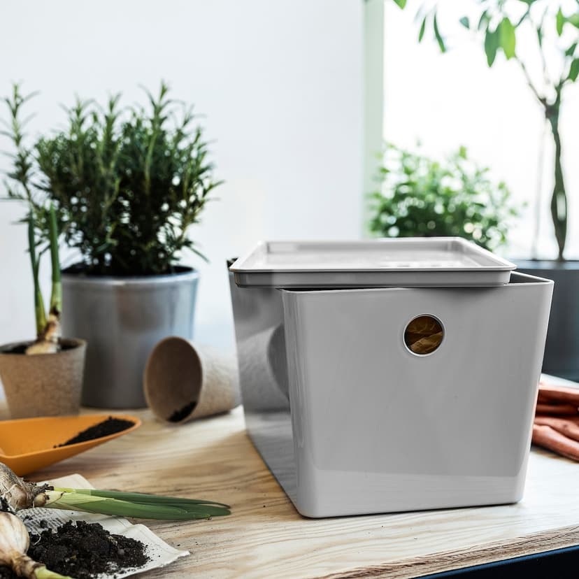 KUGGIS — контейнер, светло-серый, 18x26x15 см