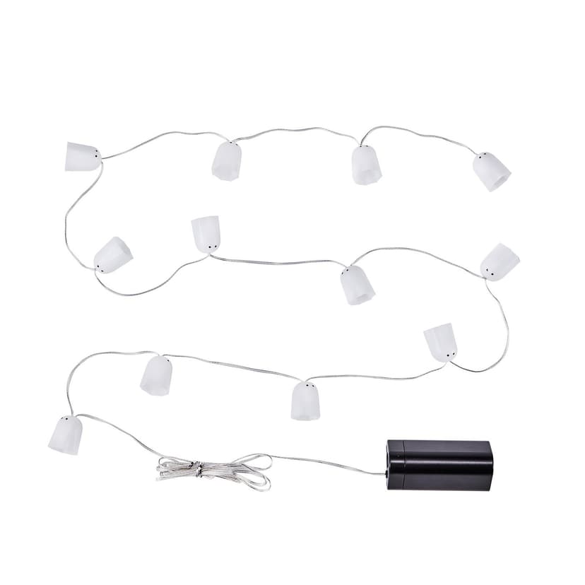 KUSTFYR — Girlanda LED, 12 lampek, na baterie do wnętrz/duch biały,