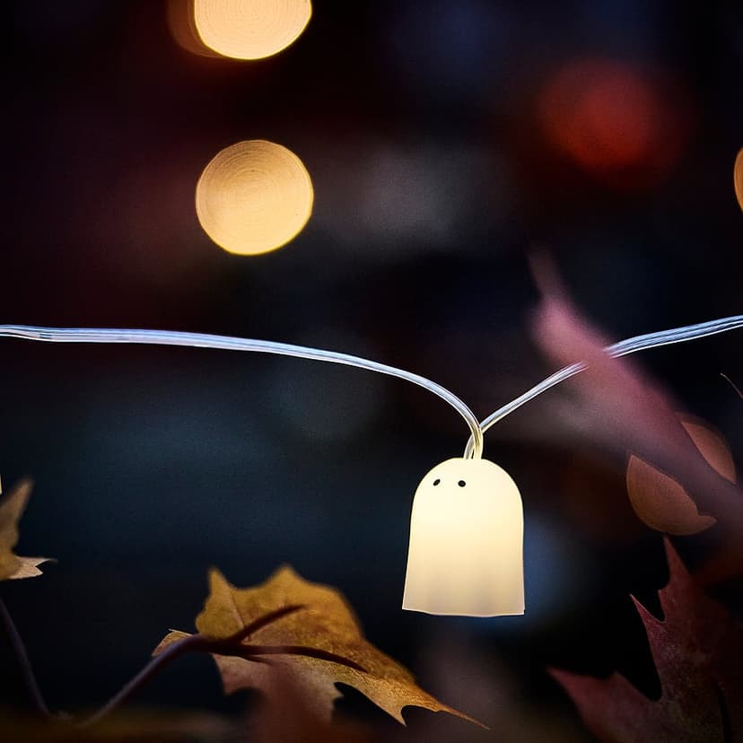 KUSTFYR — Girlanda LED, 12 lampek, na baterie do wnętrz/duch biały,