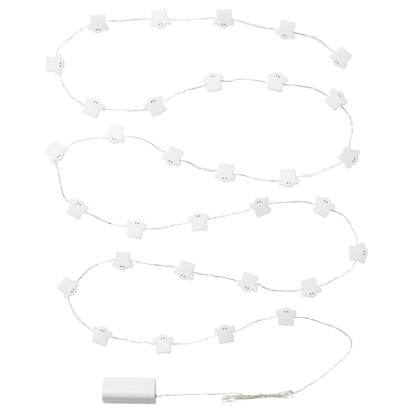 KUSTFYR — Łańcuch świetlny LED, 32 lampki, duch/na baterie biały,
