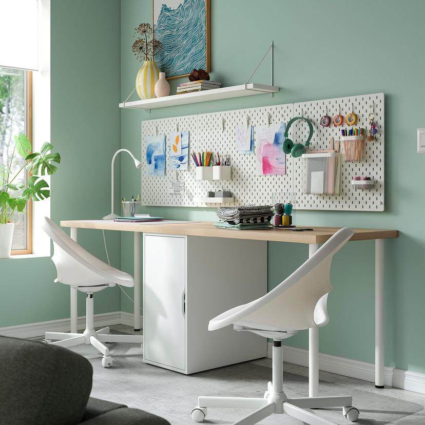 LAGKAPTEN / ALEX — Стол, белая морилка/имитация белого дуба