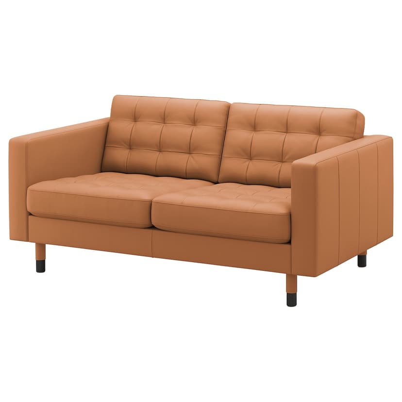 LANDSKRONA — Sofa 2-osobowa, Grann/Bomstad złoto-brązowy/drewno/czarny,
