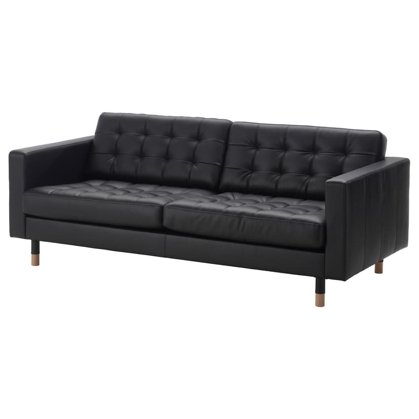 LANDSKRONA — Sofa 3-osobowa, Grann/Bomstad czarny/drewno,